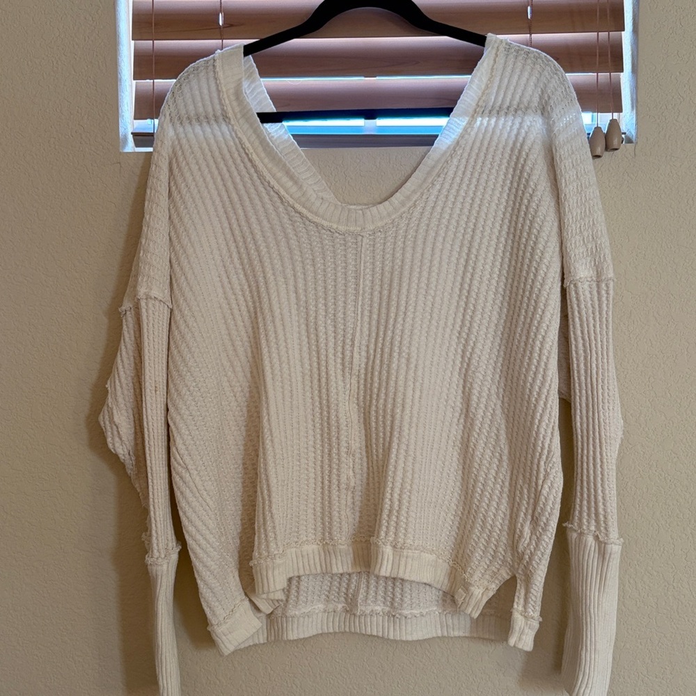 We The Free Cream V-Neck Sweater